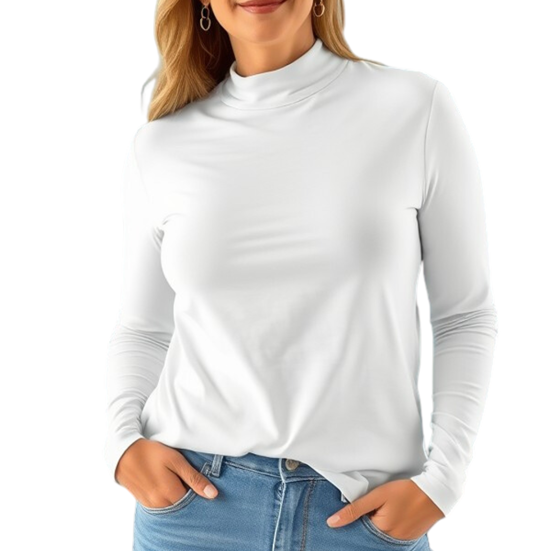 Manga Larga Cuello Alto White 95 Algodon