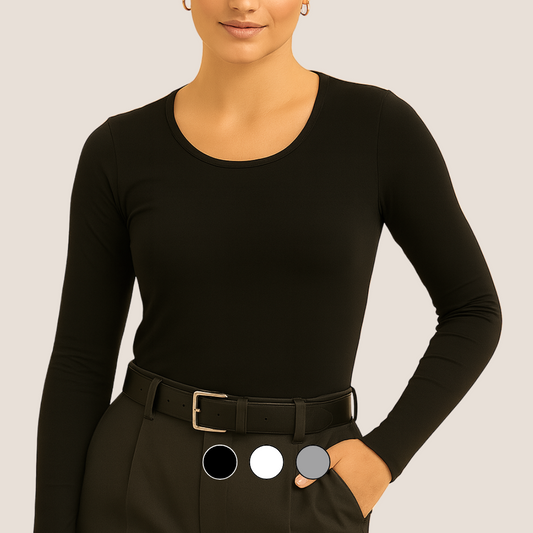 LONG SLEEVE ROUND NECK POLO - GRAY