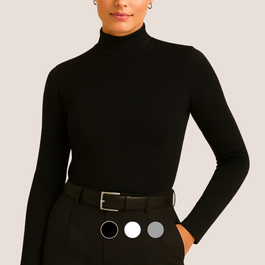 ROUND NECK LONG SLEEVE POLO - BLACK