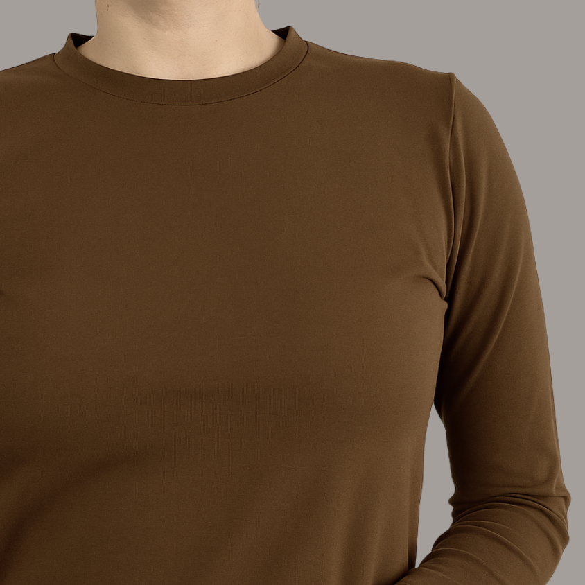 ROUND NECK LONG SLEEVE POLO - BLACK