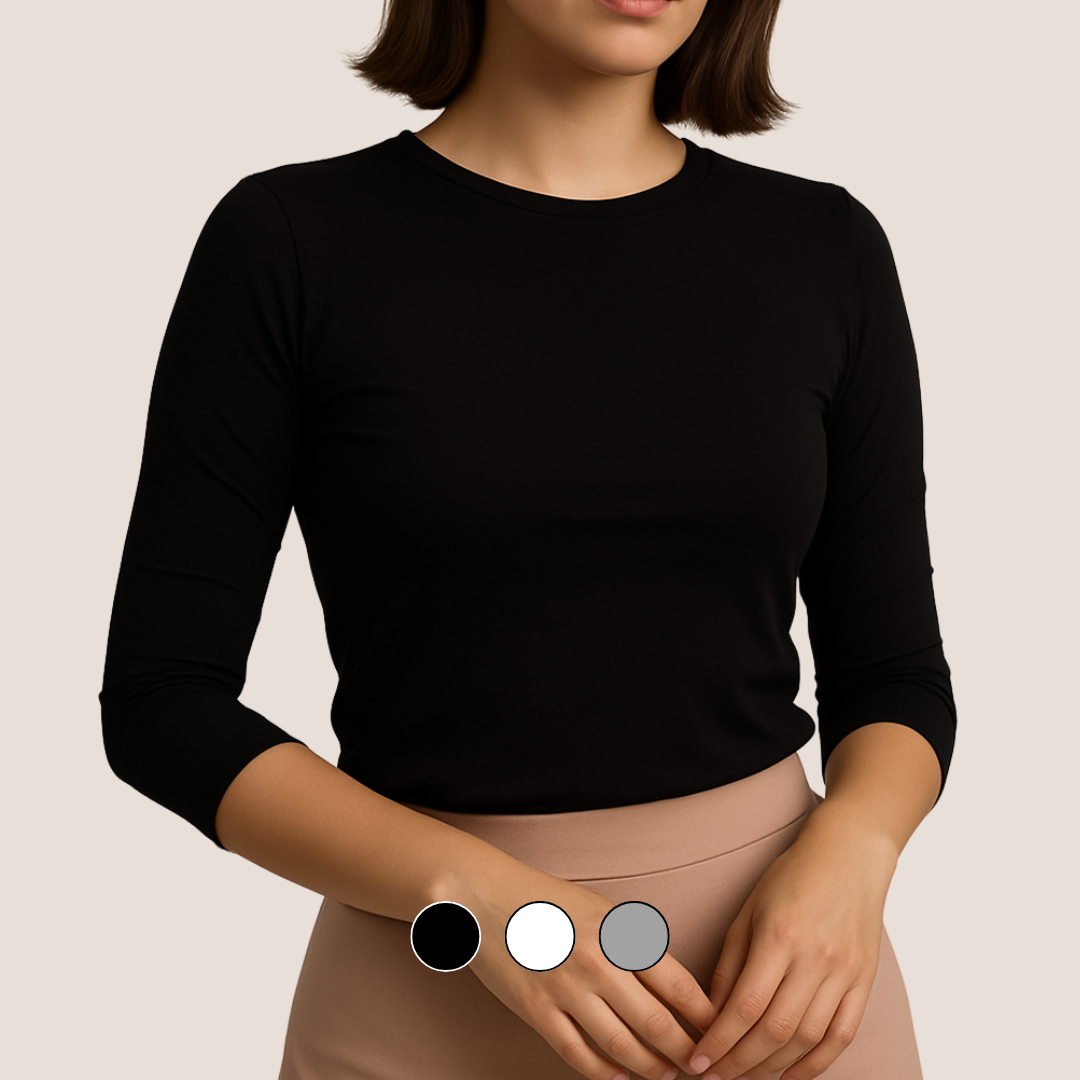 Manga 3/4 Cuello Cerrado 95% Algodón