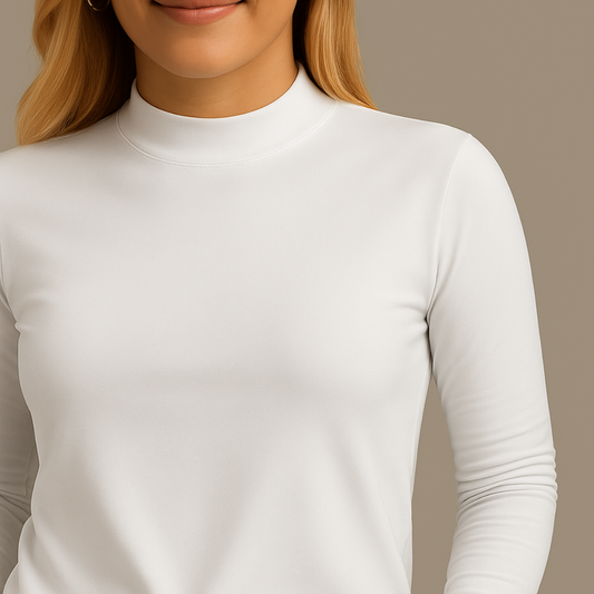 ROUND NECK LONG SLEEVE POLO - BLACK