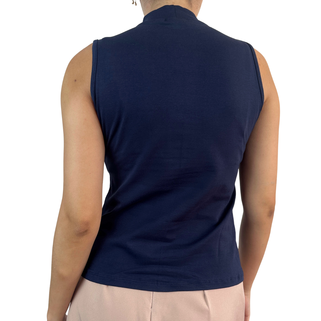 Manga Cero Cuello Alto - Navy Blue | 95% Algodón