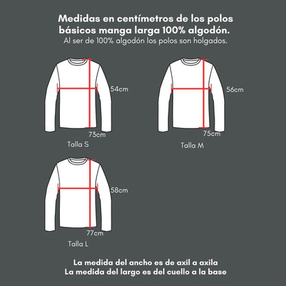 Manga Larga Cuello Cerrado 100% Algodón