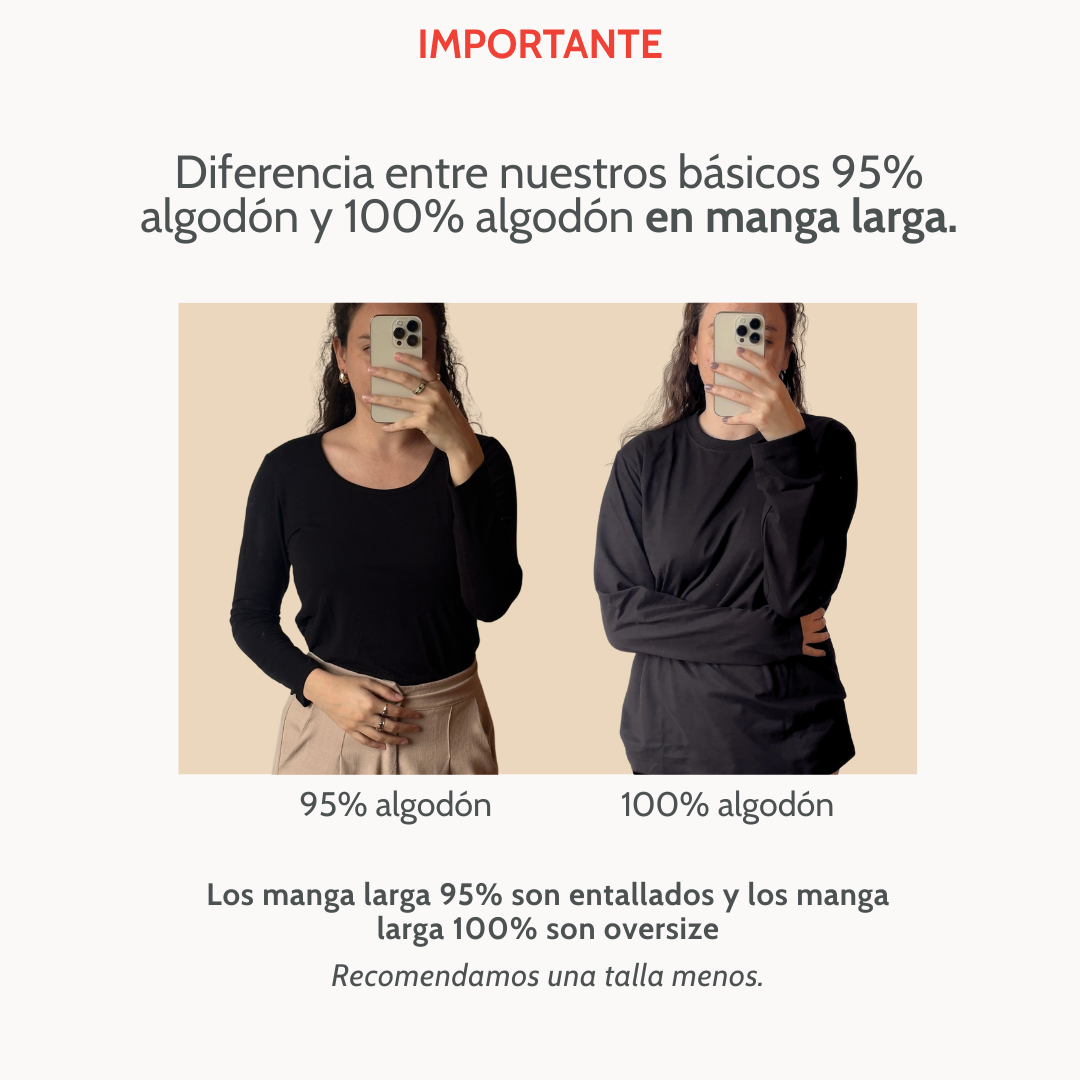 Manga Larga Cuello Redondo 95% Algodón