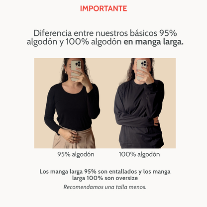 Manga Larga Cuello Redondo 95% Algodón