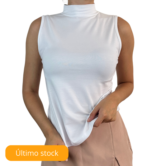 Manga Cero Cuello Alto White | 95% Algodón