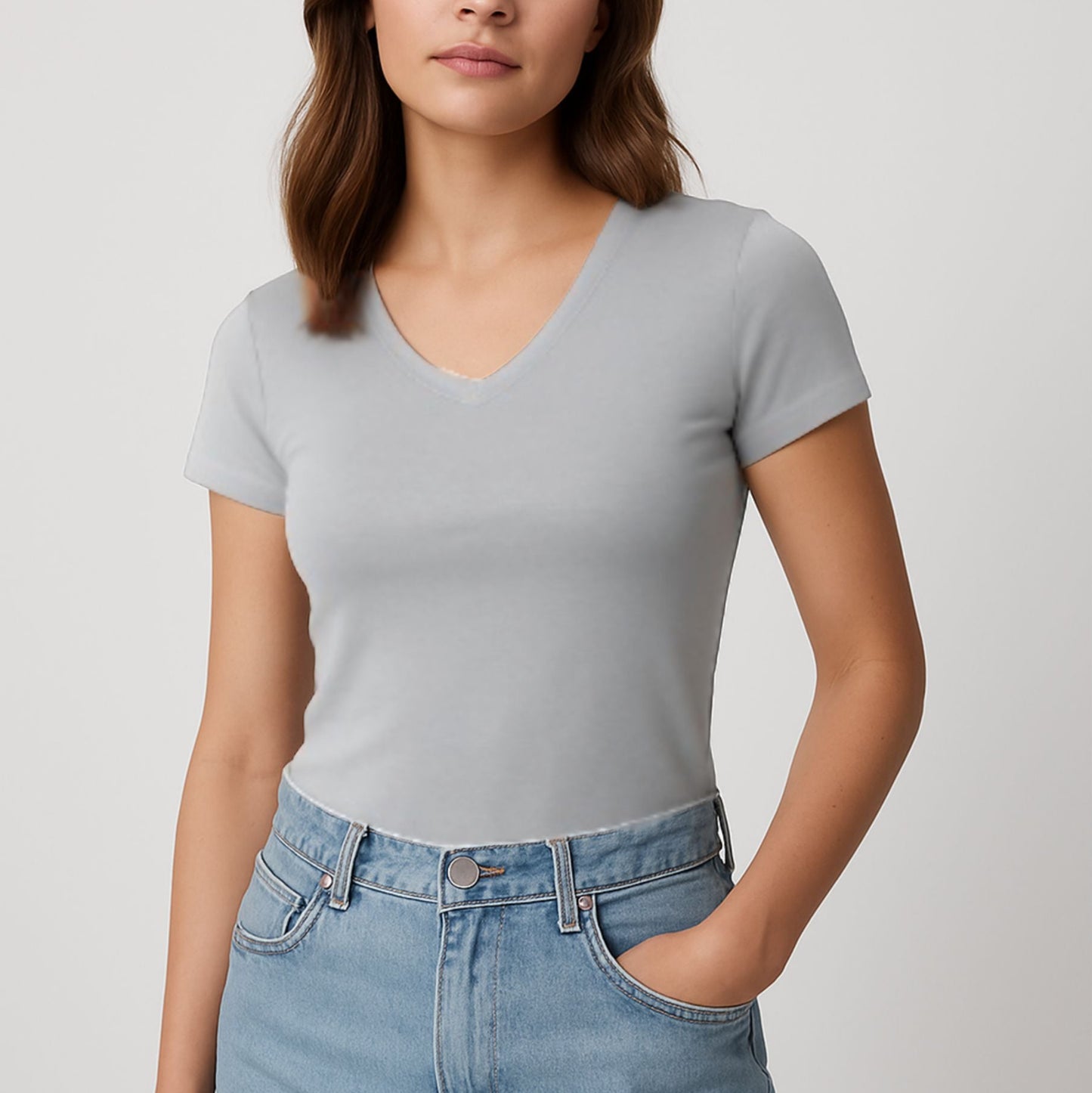 SHORT SLEEVE V NECK POLO - WHITE
