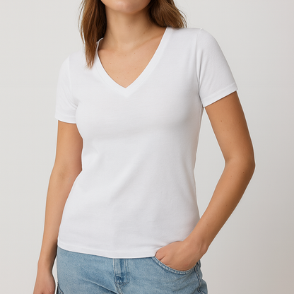 SHORT SLEEVE V NECK POLO - WHITE