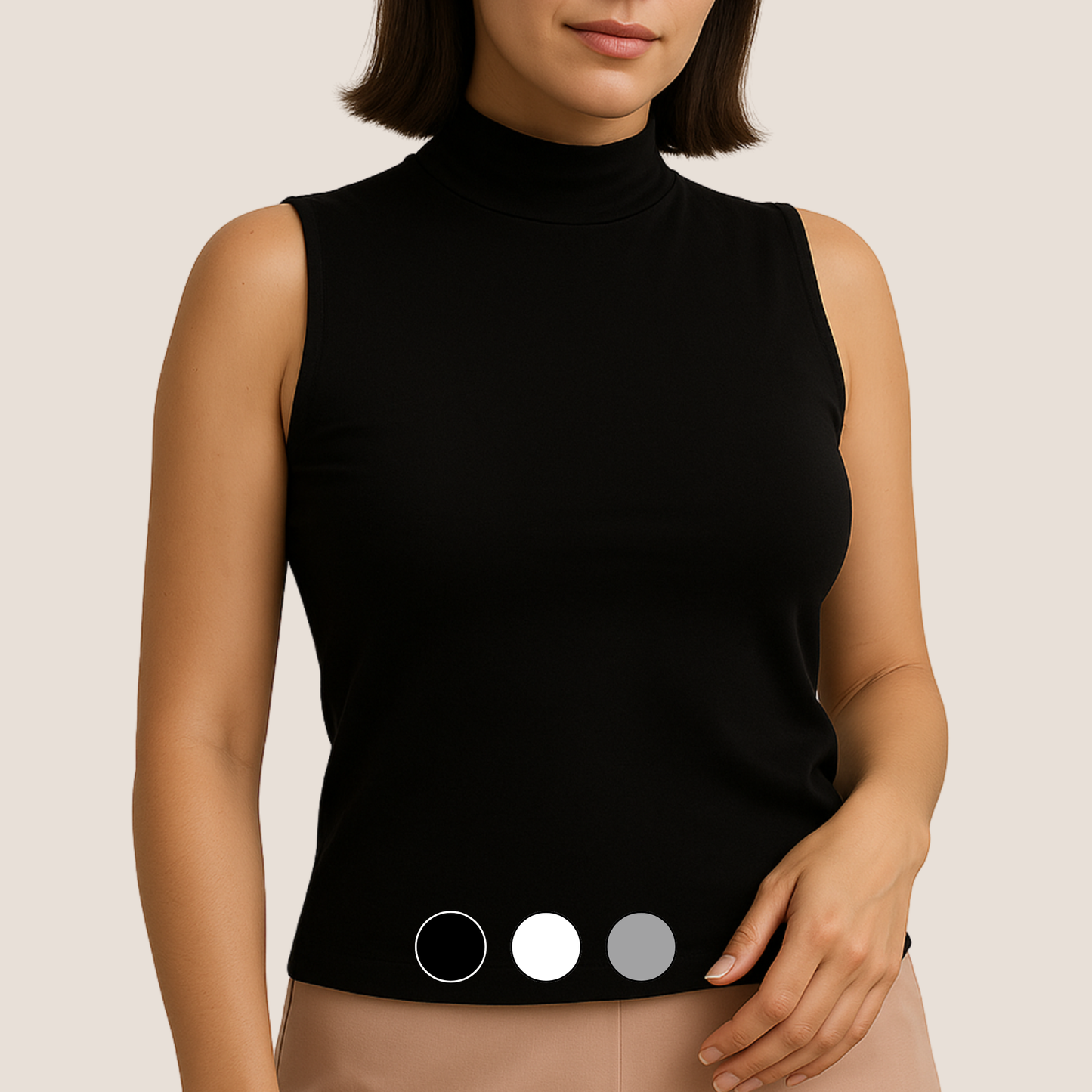 Manga Cero Cuello Alto 95% Algodón